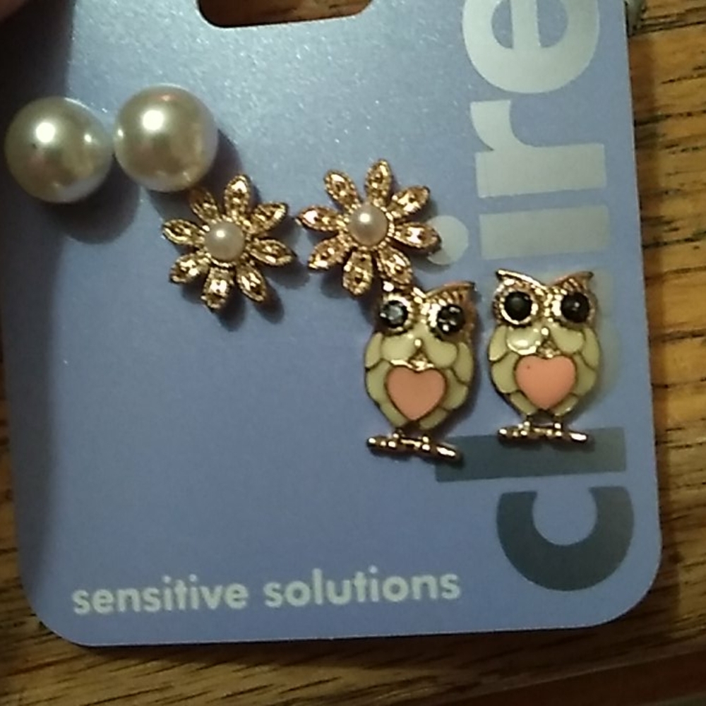 NWT "Claires" 3pc. Sensitive solutions earrings